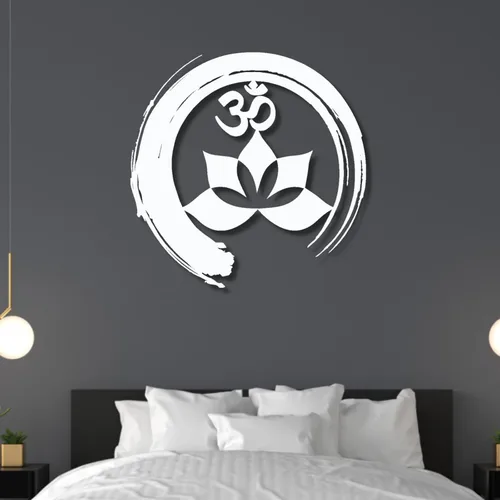Vista 7 de Arte de pared de metal, arte de pared Om, decoración de pared de flor de loto, decoración de pared Om, decoración de pared de arte zen, arte