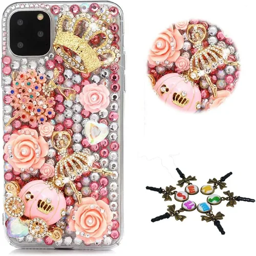 Vista 23 de Sparkle - Funda para teléfono compatible con iPhone 11, elegante, hecha a mano en 3D, con diseño de diamantes de imitación, diseño de diamantes