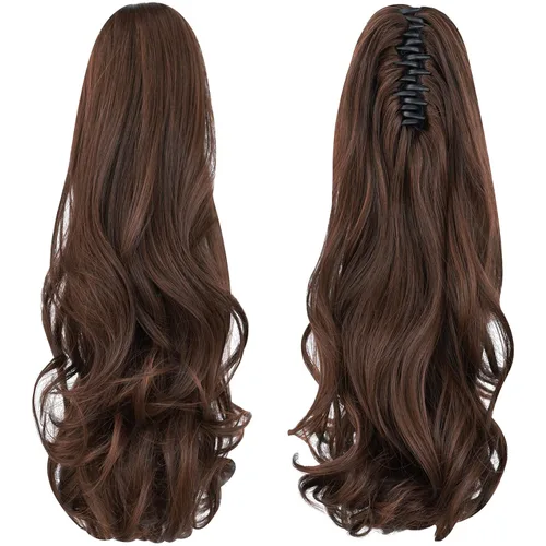 Vista 20 de extensión de cola de caballo, extensión de pelo con pinza de 12" cola de caballo rizada corta Extensión de pelo sintético de aspecto natural