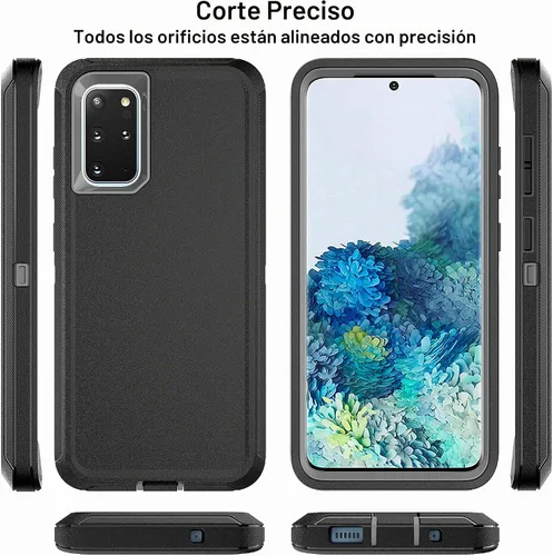 Vista 5 de Funda S20 Plus con 2 protectores de pantalla de TPU, 3 en 1, a prueba de golpes, resistente para Galaxy S20 Plus (negro/gris)