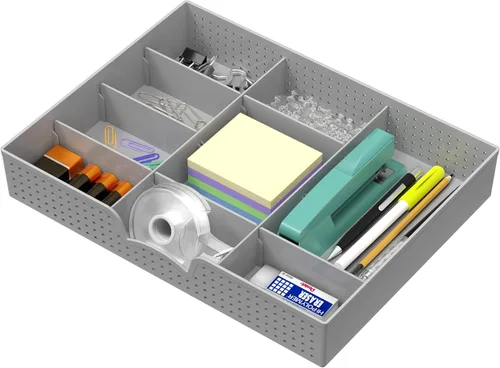 Vista 10 de Simple Houseware - Bandeja organizadora con 9 compartimentos ajustables, color negro
