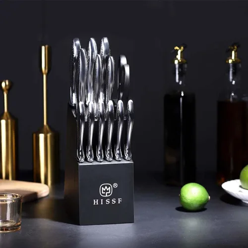Vista 8 de Juego de cuchillos para cocina con bloque, juego de cuchillos de cocina de 14 piezas con afilador integrado, cuchillos de cocina profesionales