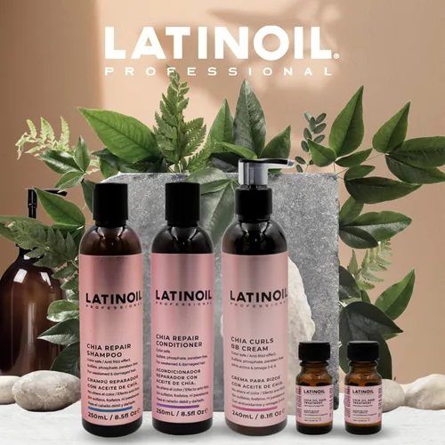Vista 7 de LATINOIL Chia - Acondicionador reparador de cabello sin parabenos ni sulfatos, tratamiento natural con queratina para dañados, tratados