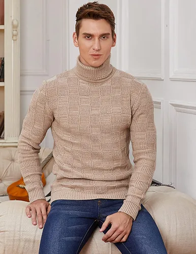 Vista 5 de COOFANDY Suéter de punto de cuello alto para hombre