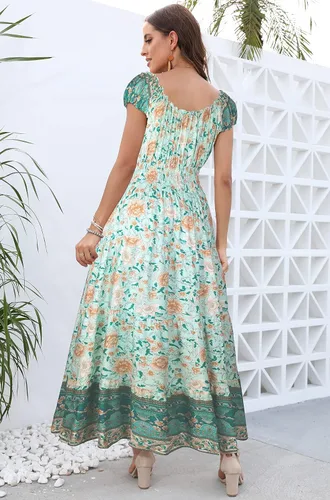 Vista 2 de OSTOO Women's 2023 Summer Sleeveless Boho Floral Print Tiered Casual Flowy Long Maxi Dress