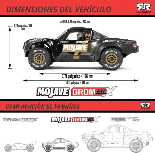 Vista 9 de ARRMA Mojave GROM 4X4 223S BLX Camión Desierto Sin Escobillas RTR, Negro