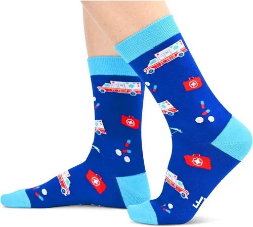 Vista 2 de Zmart Calcetines divertidos unisex EMT profesor abogado jefe, regalos divertidos EMT profesor abogado jefe tener un buen día regalos