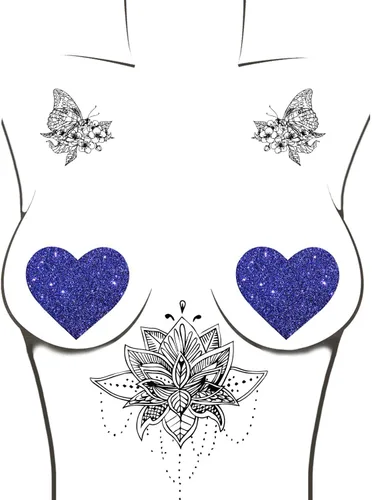 Vista 3 de Neva Nude I Heart U Nipztix Pasties - Fundas para pezones para festivales, raves, fiestas, impermeables y resistentes al sudor, fabricadas