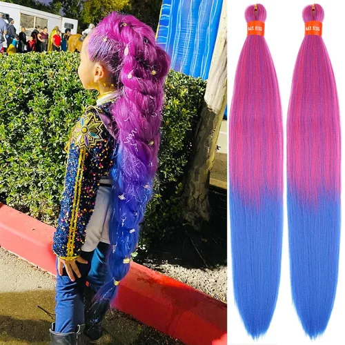 Vista 65 de Cabello trenzado preestirado ombré, extensiones de cabello trenzado sedoso, sin picazón, trenzas de cabello trenzado de ganchillo con textura Yaki
