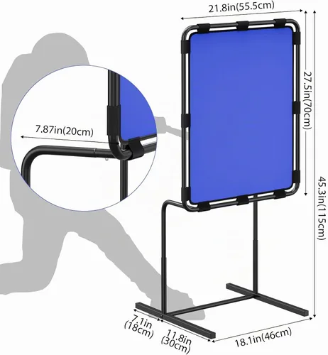 Vista 2 de Béisbol Strike Zone Target para bolas de plástico, altura ajustable, color azul