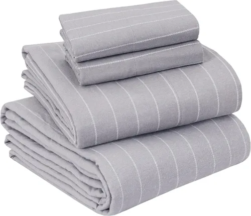 Vista 15 de Sleepdown Juego de sábanas de franela de algodón 100 % de 160 GSM - Gris escarcha, individual