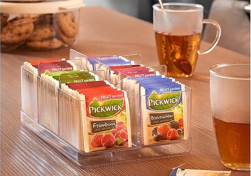 Vista 2 de MEPAL, STORA - Caja de té rectangular para almacenamiento elegante de bolsitas de té, transparente, 6 secciones, se adapta a 60 bolsas, 1 unidad