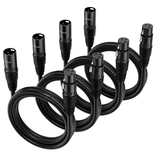 Vista 8 de Cable XLR de 1.5 pies, 6 unidades, cables de micrófono, cable de altavoz de micrófono equilibrado de alta calidad con cable XLR macho a hembra DMX