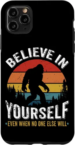 Vista 13 de Funda inspiradora para iPhone 16 Believe in Yourself Retro Bigfoot Sasquatch