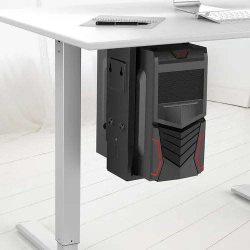 Vista 5 de HumanCentric Soporte ajustable para computadora debajo del escritorio y montaje en pared, soporte para CPU se adapta a la mayoría de fundas de PC