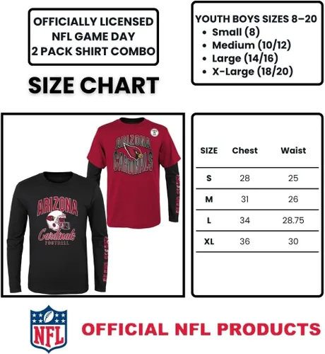 Vista 6 de NFL Conjunto de 3 Camisetas y Camisas de Manga Larga para Niños y Jóvenes 8-20, Colores del Equipo del Día del Juego