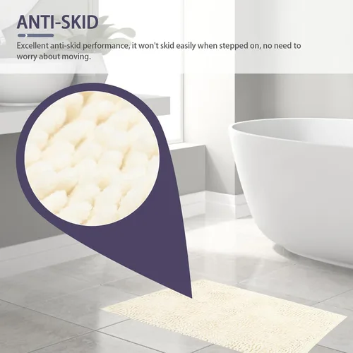 Vista 8 de NUOBESTY Tapete absorbente antideslizante para baño, tapete de ducha de poliéster absorbente de agua para bañera, cocina, suelo mojado, blanco