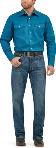 Vista 14 de Wrangler Men's Cowboy Cut Firm Finish Western Long Sleeve Snap Work Shirt Negro