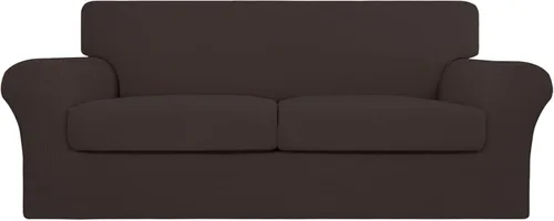 Vista 56 de Easy-Going Funda elástica de sofá de 4 piezas de gran tamaño para perros, funda de sofá lavable para 3 cojines separados, protector de muebles Negro