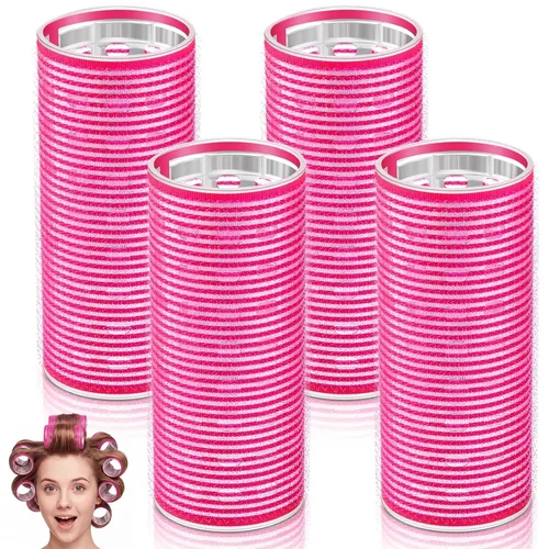 Vista 19 de WILLBOND 4 rodillos de pelo largos para flequillo, rizadores de núcleo de aluminio, rodillo térmico de autoagarre para cabello largo y mediano, Negro