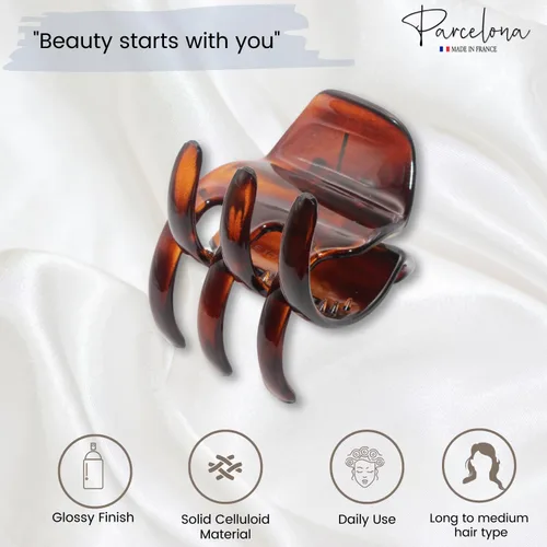 Vista 2 de Parcelona Pinzas para el cabello de celuloide de celuloide francés clásico grande de 2 pulgadas, pinzas de garra para el pelo de las mujeres, hechos