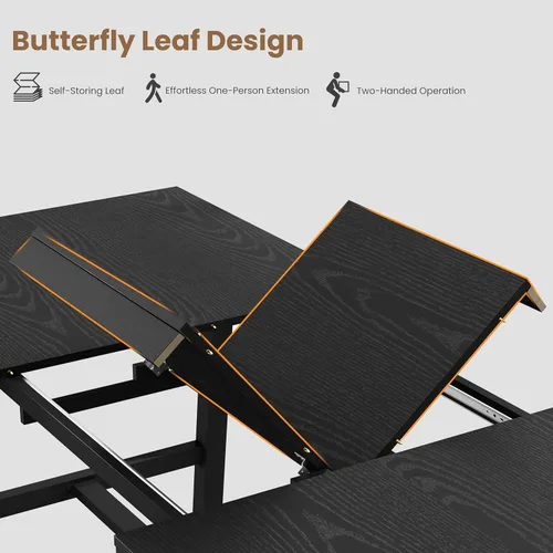 Vista 8 de GarveeHome Mesa de comedor extensible de 63 a 83 pulgadas, mesa de comedor rectangular industrial para 6-8 personas, mesa de cocina expandible