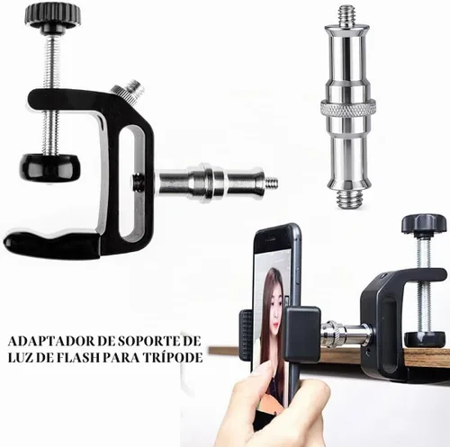 Vista 6 de 4 piezas estándar de 1/4 a 3/8 pulgadas convertidor macho de metal roscado adaptador de trípode espiga para soporte de flash, soporte de luz