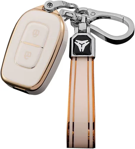 Vista 9 de KUNIO Funda para llavero de automóvil compatible con Renault para Duster Negro