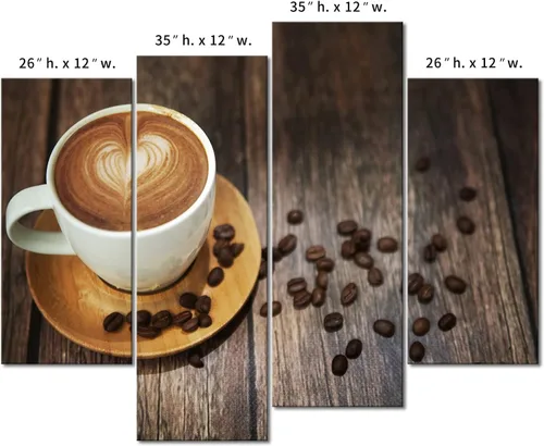 Vista 7 de Arte de pared de café marrón para bar, impresión de imagen con tema de café en lienzo para cocina, sala de estar, decoración del hogar