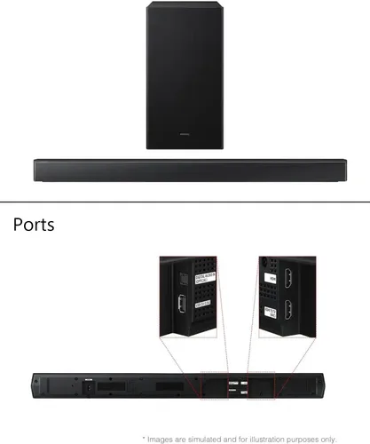 Vista 7 de Samsung Barra de sonido de la serie B, subwoofer HW-B650F de 3.1 canales, con subwoofer inalámbrico, Dolby Audio/DTS Virtual:X, Q-Symphony, HDMI ARC