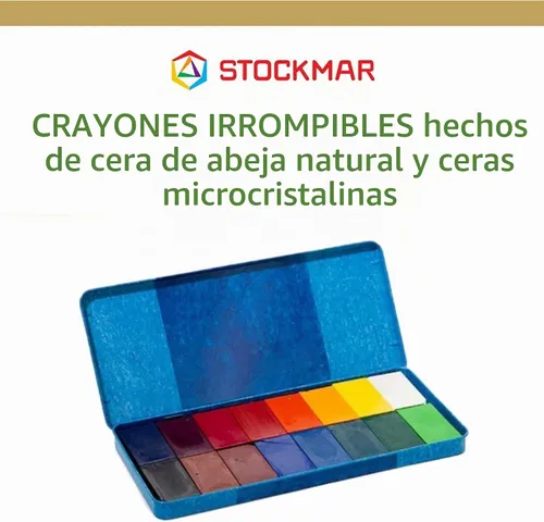 Vista 6 de Stockmar 204884266 Bloques de pintura de cera de abeja impermeables de 16 bloques en caja de lata