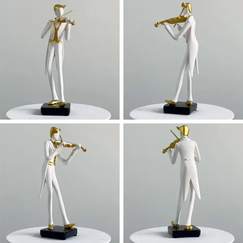 Vista 3 de HAUCOZE Estatua de músico, escultura de oboe, decoración musical, regalo para amantes de la música, para estudio, sala de estar, oficina, 10 pulgadas