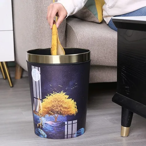 Vista 5 de Garbage Cans Garbage Cans, Decorative Small Trash Can Garbage Container Bin Wastebasket with Patterned Waste Baskets Basket