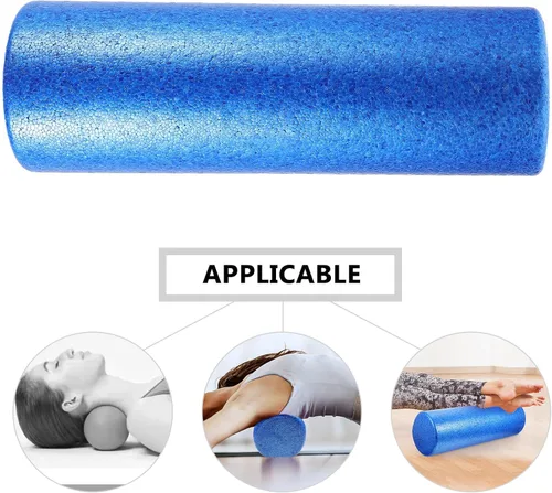Vista 5 de Mikikit Rodillo masajeador muscular de columna de espuma de alta densidad para masaje de tejido profundo y liberación muscular, rodillo de fitness