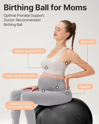 Vista 5 de YOTTOY Pelota de Embarazo - Pelota de Nacimiento de 1.8mm de Grosor para Fisioterapia Materna y Preparación del Parto, Yoga y Ejercicio