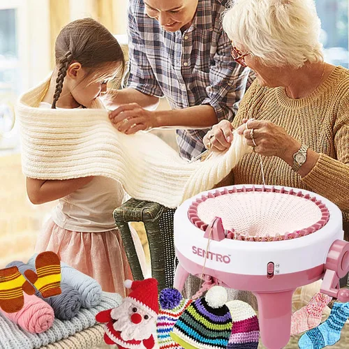 Vista 2 de Sentro Máquina de Tejer, Máquina de Tejer Crochet Inteligente de 48 Agujas con Contador de Filas para Adultos y Principiantes, Kit de Máquina