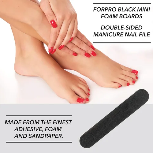 Vista 3 de ForPro Professional Collection Mini tablero de espuma, negro, grano 100/180, lima de uñas de manicura de doble cara, envuelta individualmente, 3.5