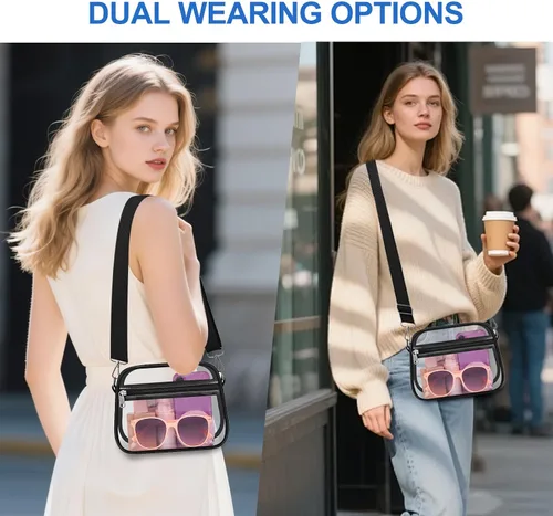 Vista 2 de COK Bolsa transparente para eventos de estadio, bolsas cruzadas para mujeres y hombres, bolso transparente para conciertos y festivales
