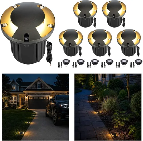 Vista 10 de Gardenreet - Luz de pozo en tierra - Latón 12V IP65 Iluminación de paisaje al aire libre, luz de torreta de bajo voltaje LED en grado, bronce Blanco