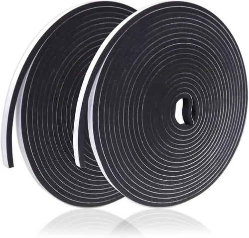 Vista 6 de Cinta de espuma para burlete de clima, 2 rollos (1/2 pulgadas x 1/8 pulgadas x 16.4 pies), sello de puerta autoadhesivo para espacios pequeños