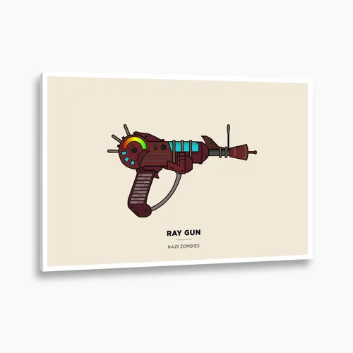 Vista 2 de Póster de ilustración Ray Gun, sin marco, papel fotográfico de alta calidad, decoración perfecta para jugadores (12 x 16 pulgadas)