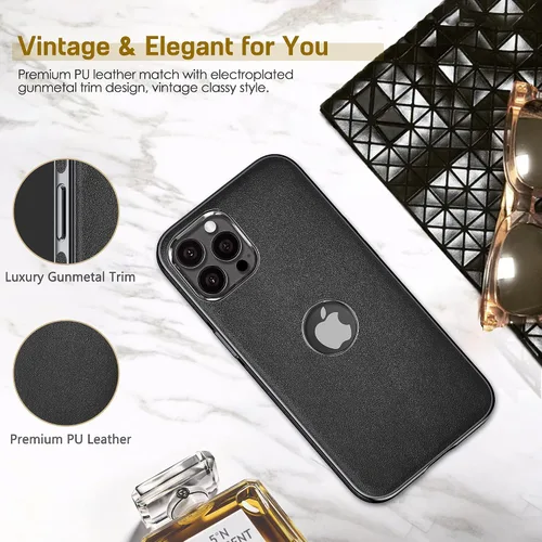 Vista 2 de LOHASIC Funda de cuero para iPhone 13 Pro, delgada de lujo para hombres y mujeres de negocios, funda de PU suave antideslizante a prueba de golpes