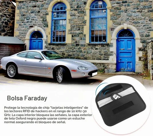 Vista 9 de Bolsa de bloqueo de señal, bolsa de protección con GPS RFID Faraday, funda de protección para teléfono celular y llavero de automóvil, antirastreo