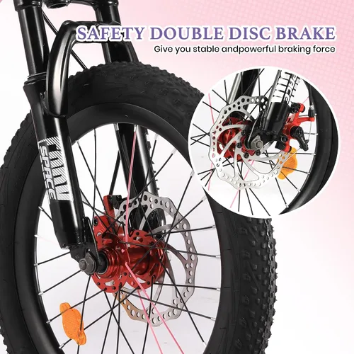 Vista 3 de Bicicleta para niños ONLYGU - Bicicleta de 18 20 pulgadas para niños y niñas con asiento ajustable y freno de mano, bicicletas para niños de 7 a 13