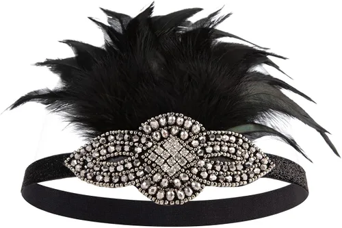 Vista 2 de SAFERIN Juego de accesorios de plumas de pavo real de los años 1920 para mujer, diadema con lentejuelas para disfraz de Showgirl