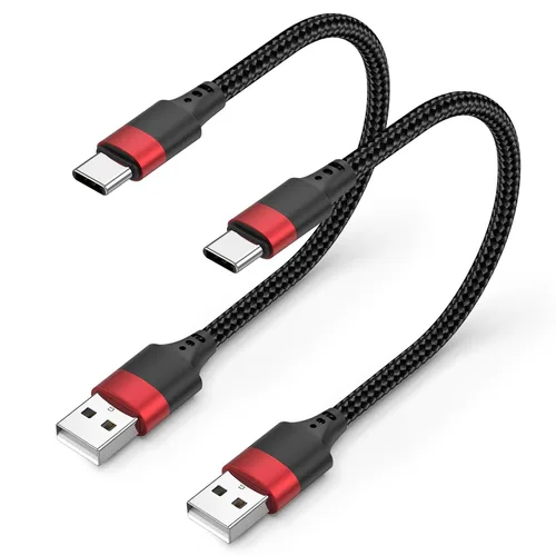 Vista 11 de Cable corto USB a USB C, paquete de 2 cables USB C de 1 pie, cable USBC trenzado de 12 pulgadas de 3A de carga rápida para iPhone 17 16 15 Pro Max