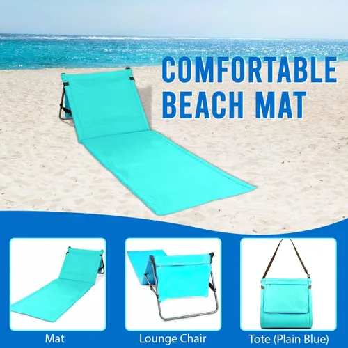 Vista 5 de Silla de playa portátil con esterilla y bolsa (Azul Claro)