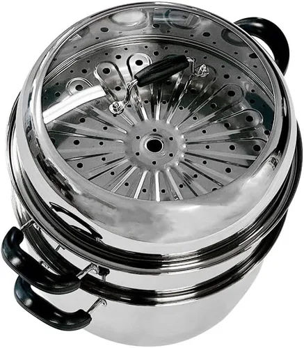 Vista 3 de 14 "(36cm) de acero inoxidable olla de vapor de 2 niveles de múltiples capas de vapor de la pila caldera