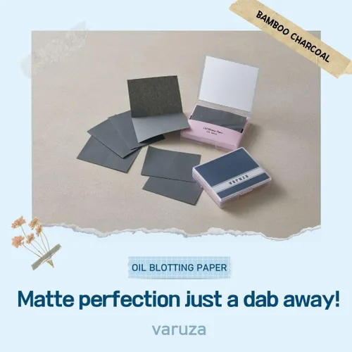 Vista 4 de [100 unidades + estuche de espejo] Hojas de secado de aceite de carbón de bambú natural para cara coreana con estuche de espejo