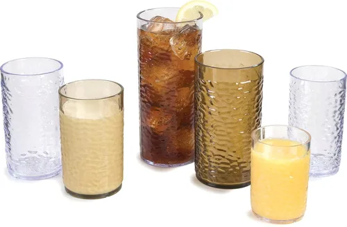 Vista 8 de Carlisle FoodService Products Vaso de plástico Pebble Optic Pebble para restaurantes, catering, cocinas, plástico, 11.9 onzas, transparente